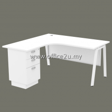 ASM-3D ASTRA SERIES COMPACT L-SHAPE TABLE SET WITH METAL MODESTY PANEL AND FIXED PEDESTAL 2-DRAWERS 1-FILING